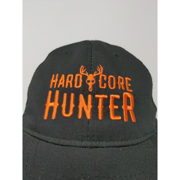 Hard Core Hunter Snapback Mesh Back Hat Embroidered Logo OSFM Black - Picture 3 of 10
